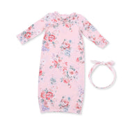 Kimono Gown and Knot Headband - Painterly Rose Bouquets