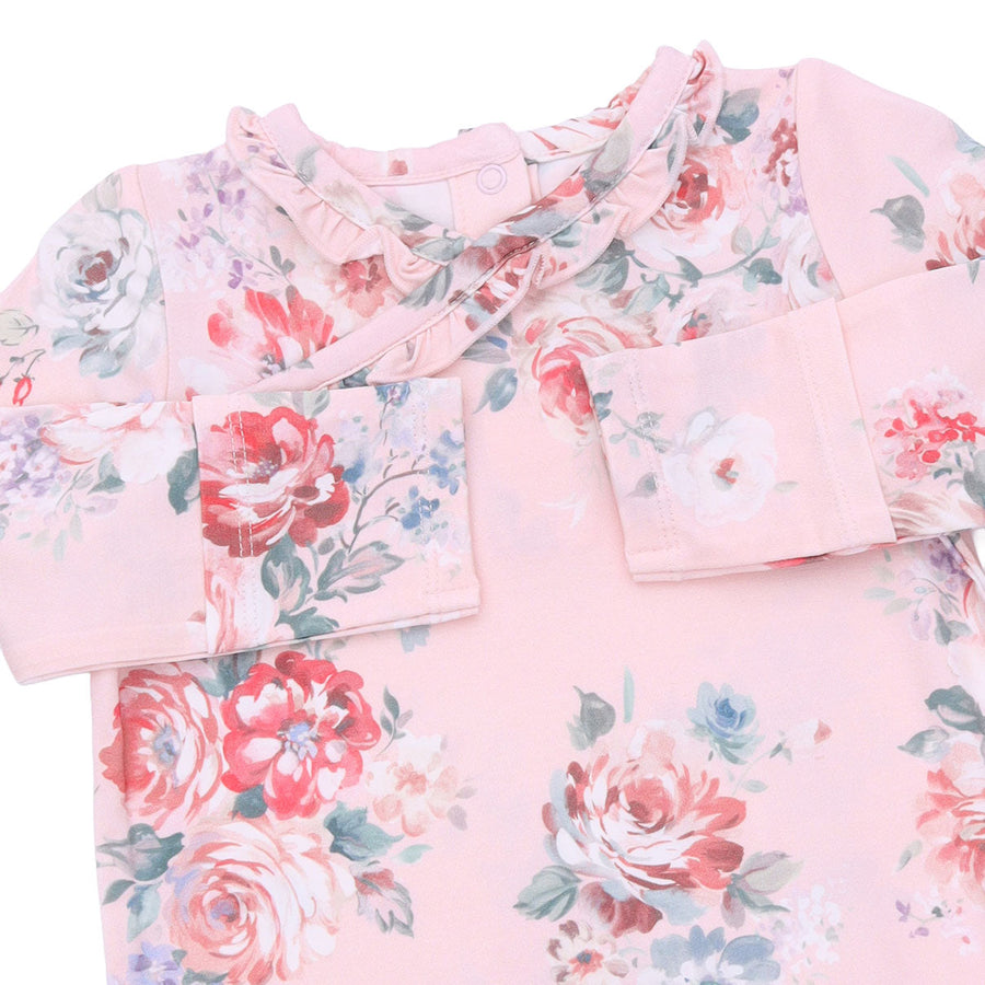 Kimono Gown and Knot Headband - Painterly Rose Bouquets
