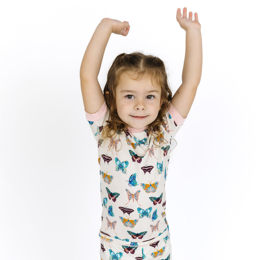 Bamboo Two Piece Short Sleeve Pajamas - Wings of Paradise Butterflies