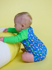 Neon Surfs Up Surfboard Long Sleeve Sunsuit