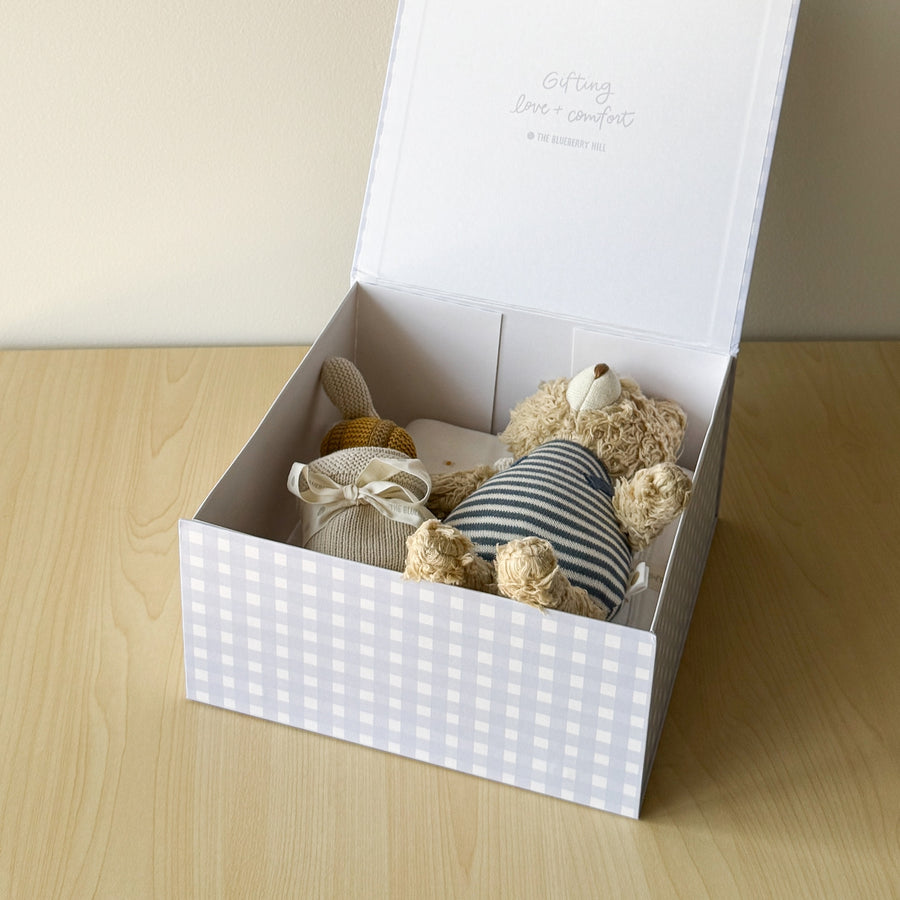 Gift Box - Blue Gingham Bear