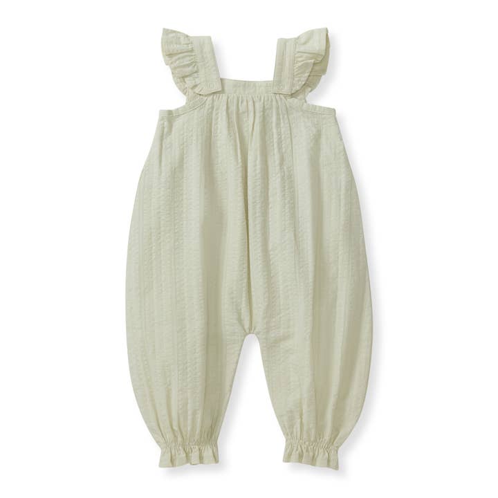 Seersucker Organic Baby Girl Jumpsuit - Green Wash