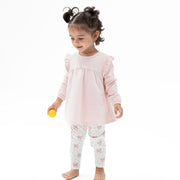 Long Sleeve Sweatshirt with Ruffles and Leggings - Veiled Pink Bows