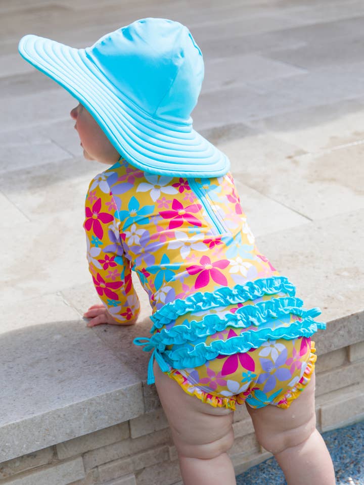 Bright Aqua Swim and Sun Hat