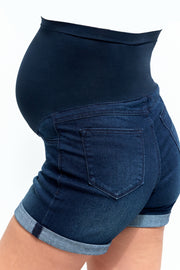 Maternity Roll Cuff Jean Shorts with Bellyband - Marco