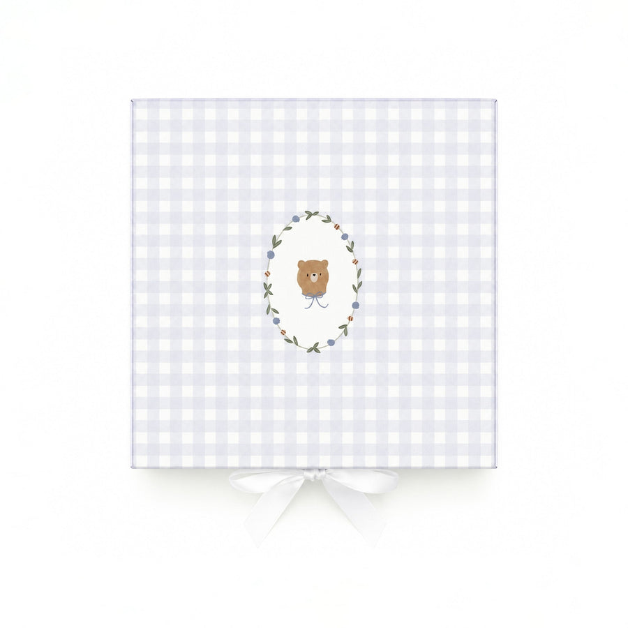 Gift Box - Blue Gingham Bear