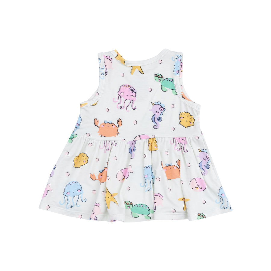 Peplum Tank and Bike Short - Cutie Sea Creatures