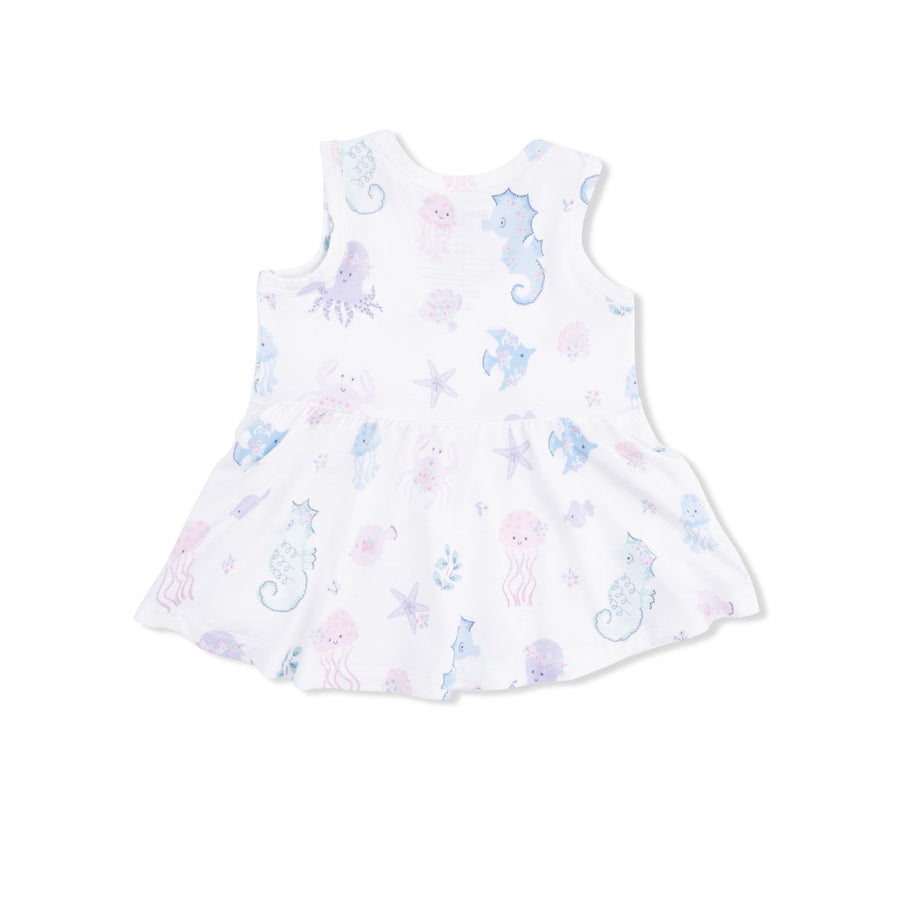 Peplum Tank and Bike Short - Floral Sea Creatures