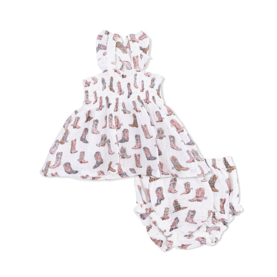 Smocked Top with Bloomer - Cowgirl Boots