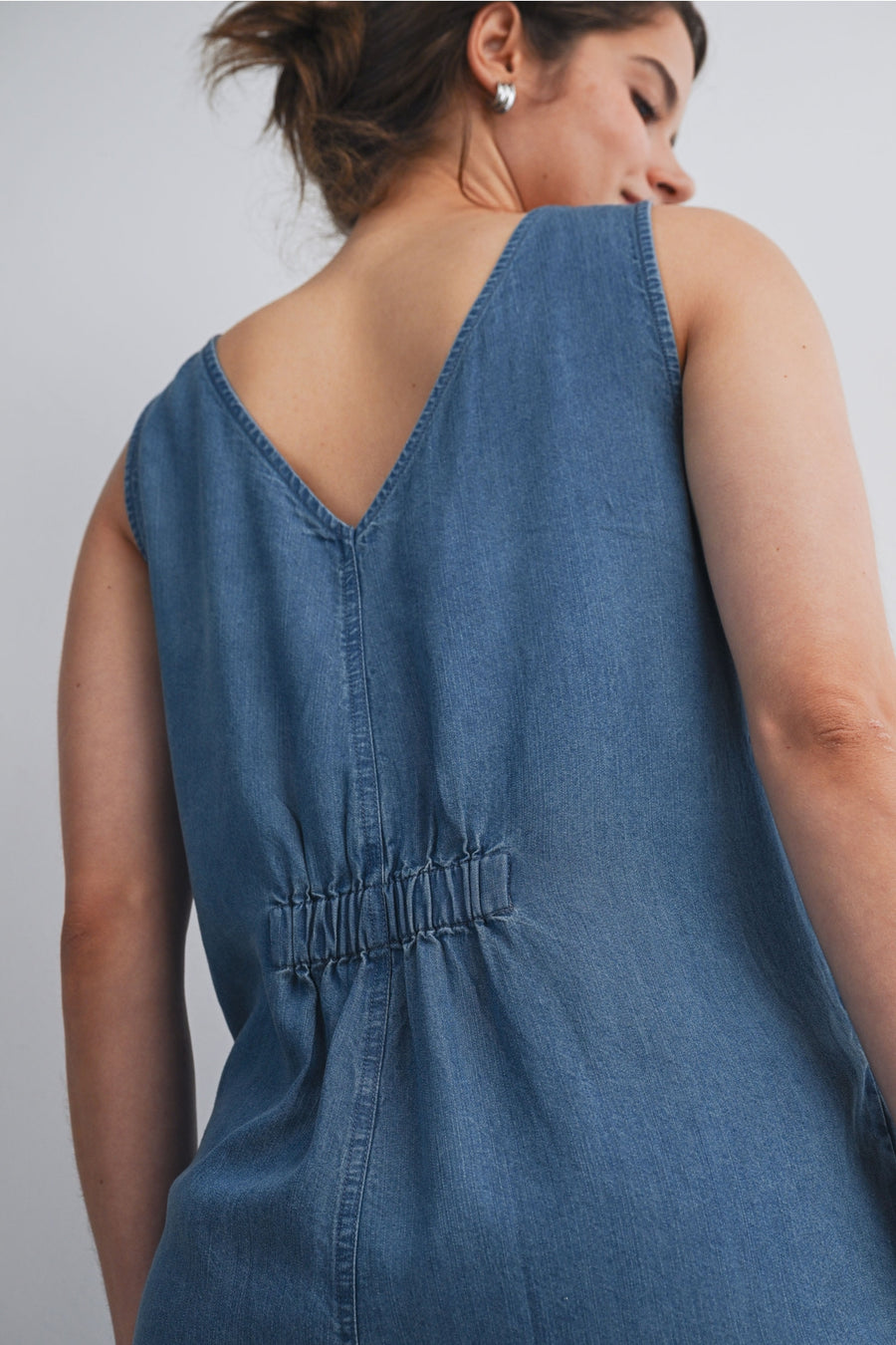 Sleeveless Maternity/Nursing Denim Jumpsuit