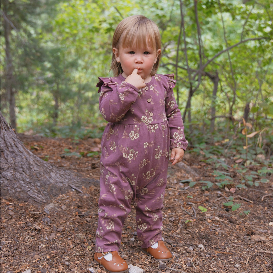 Flutter Sleeve Romper- Orchid Blooms