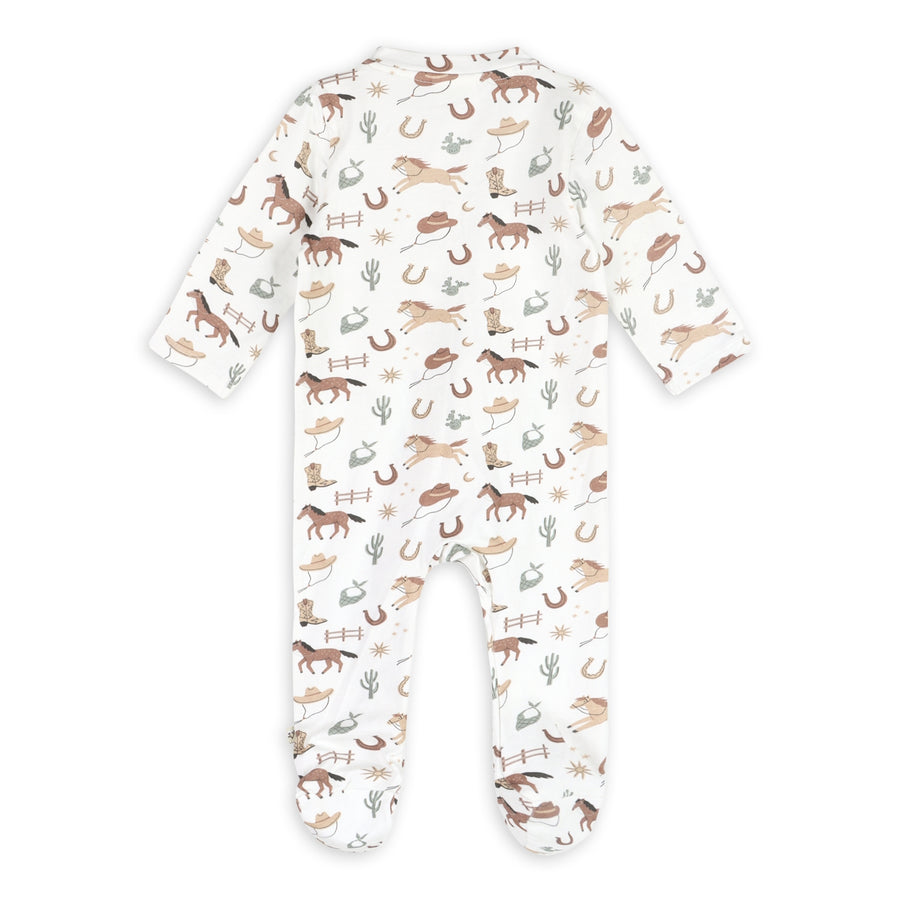 Organic Jersey Howdy Horse Baby Footie