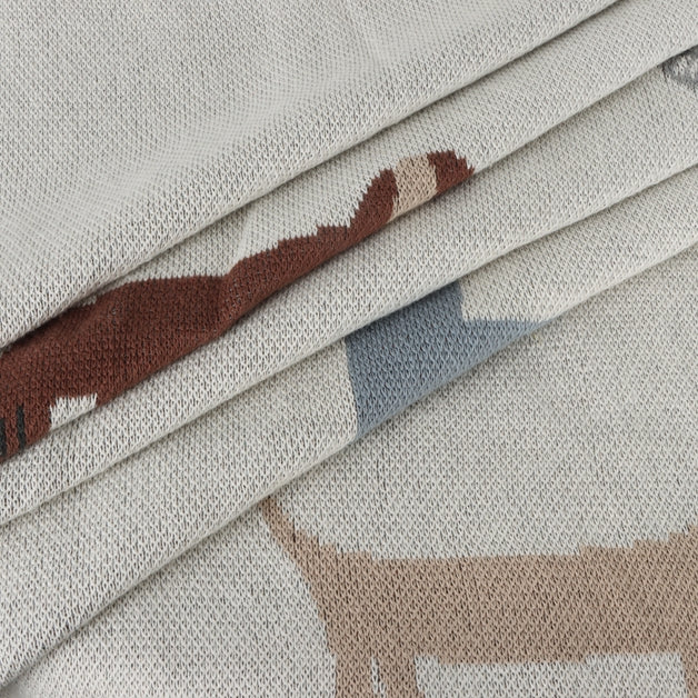 Organic Jacquard Sweater Knit Baby Blanket - Buddy Dog