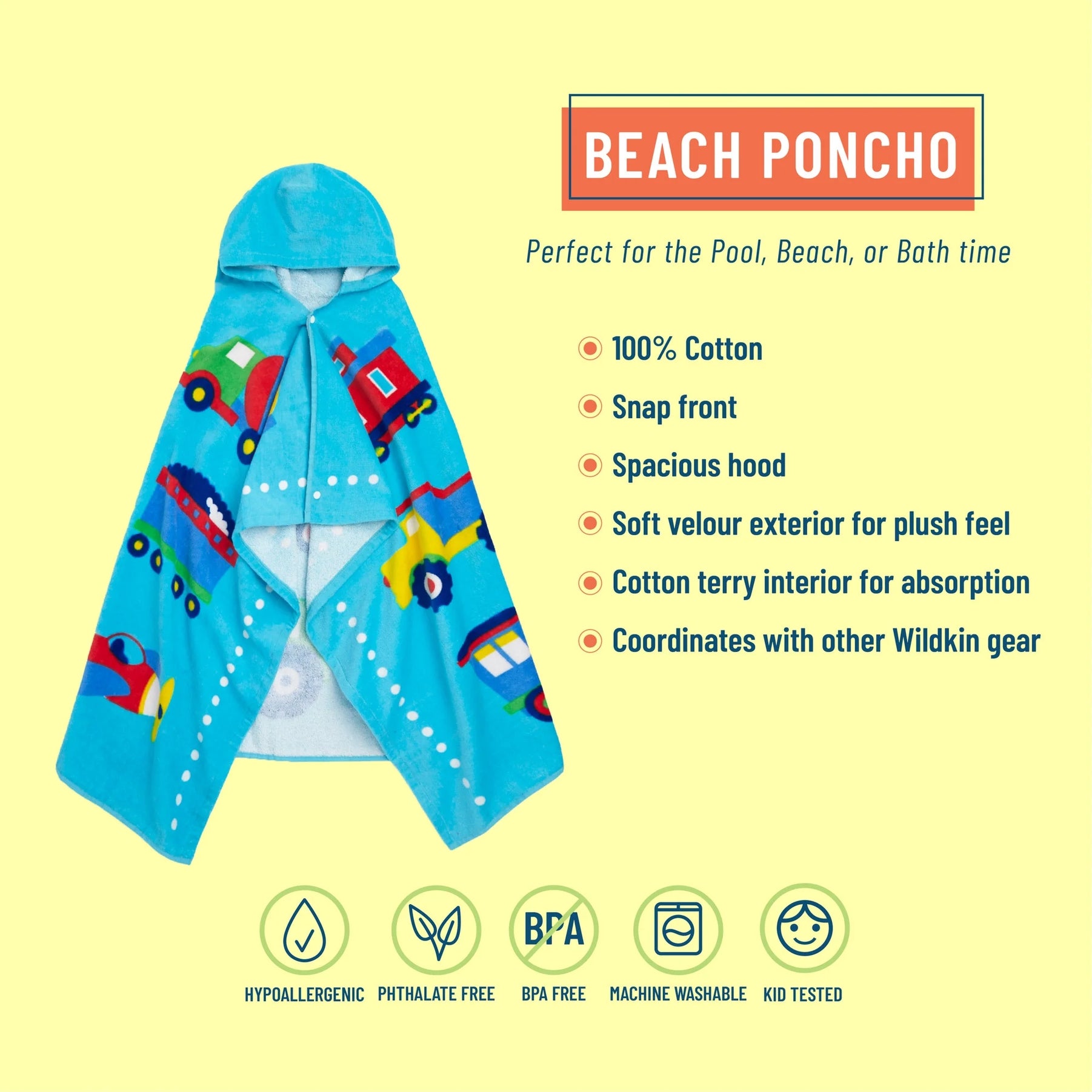 Trains, Planes, and Trucks Hooded Beach Towel