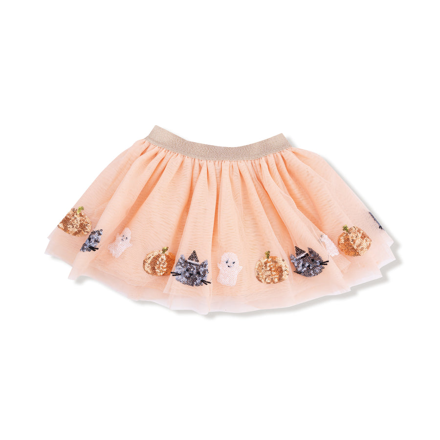 Tutu Skirt - Orange Cat and Ghost - Halloween