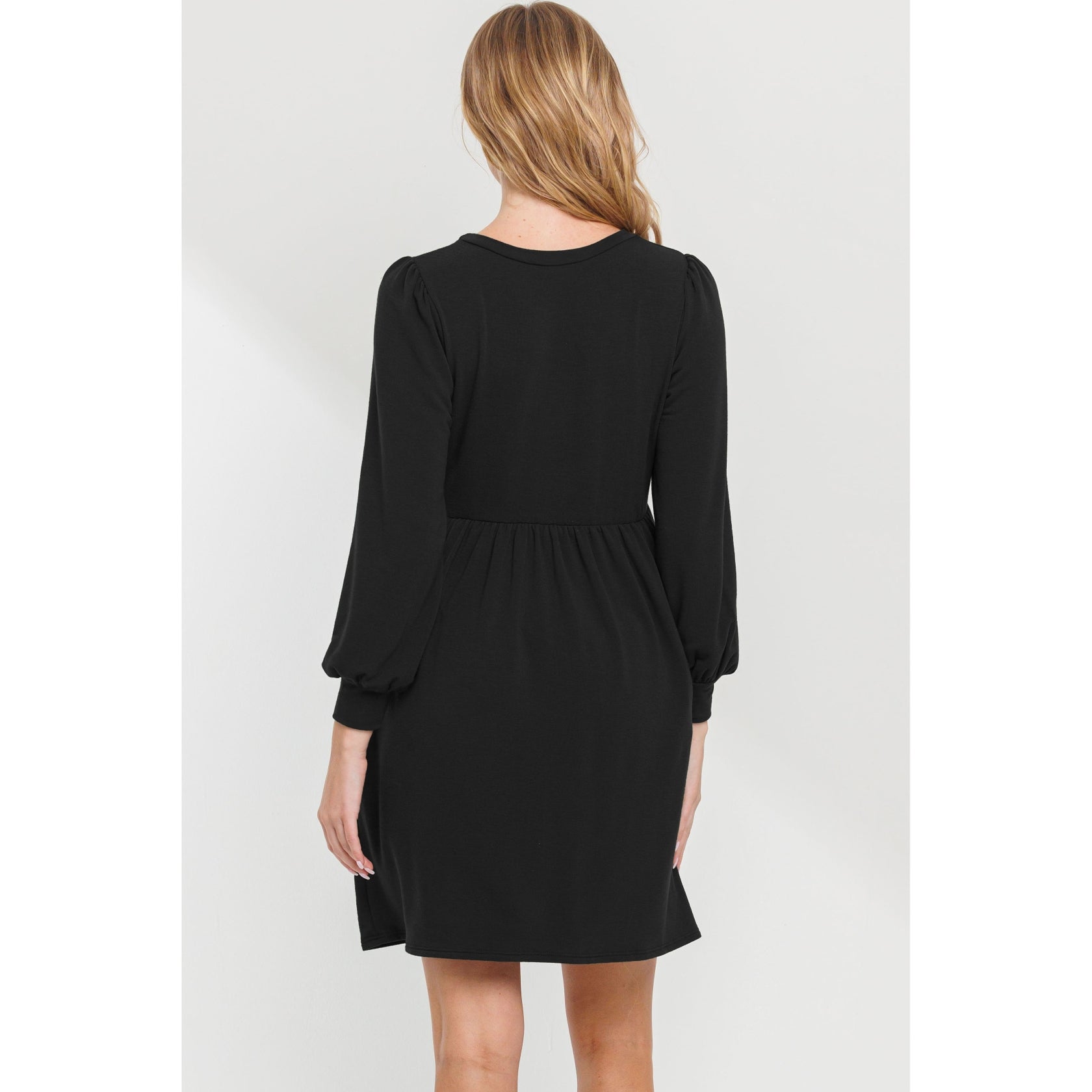Long Sleeve Maternity Knit Skater Dress - Black