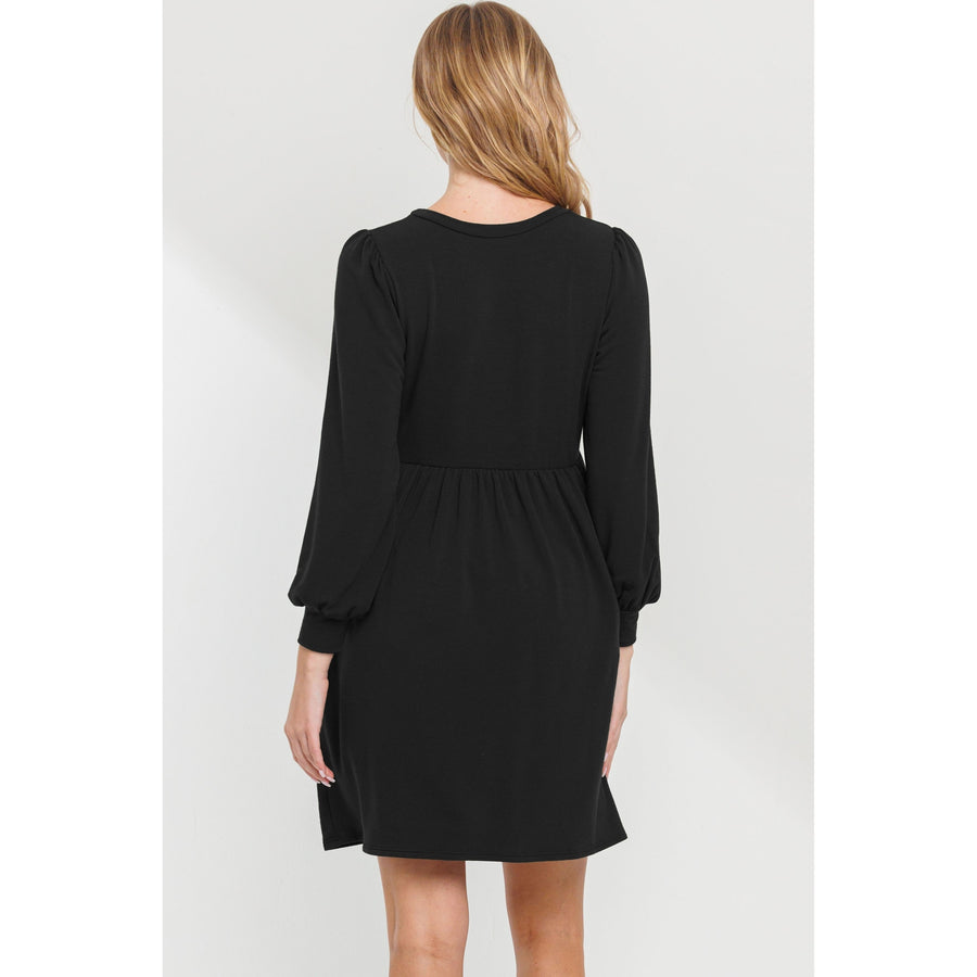 Long Sleeve Maternity Knit Skater Dress - Black