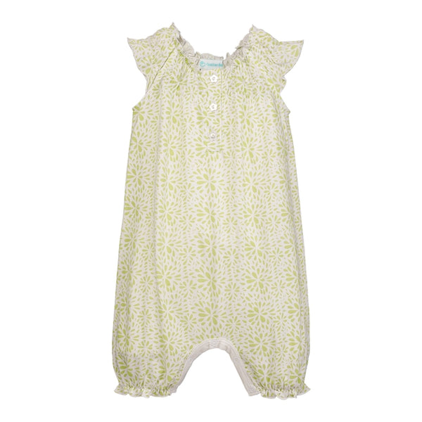 Angel Sleeve Romper - Juniper on White
