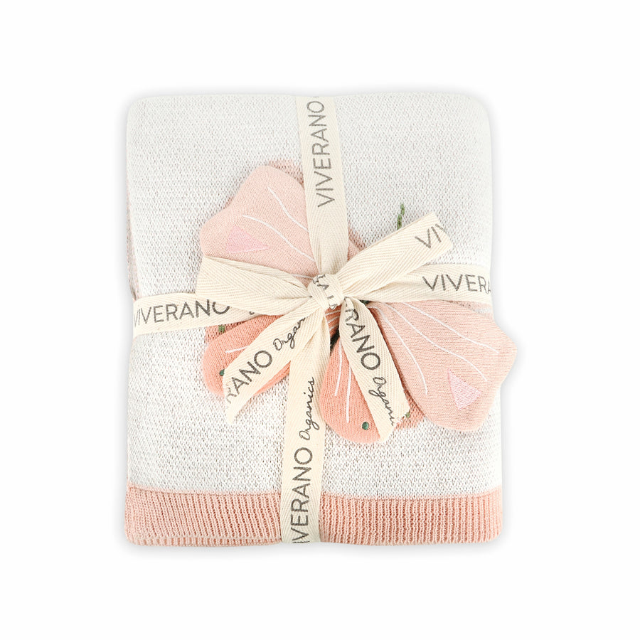 3D Organic Jacquard Knit Baby Blanket - Bloom Butterfly
