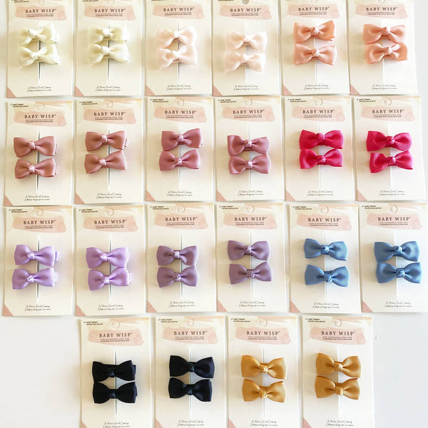 Diya Ribbon Bow Pigtail Hair Clips - Various Colors