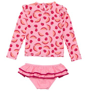 Long Sleeve Ruffle Swim Set - Berry Sweet