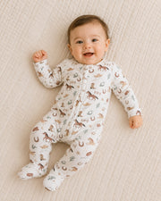 Organic Jersey Howdy Horse Baby Footie