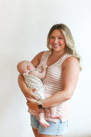 Invisible Zip Breastfeeding Tank - Blush & White
