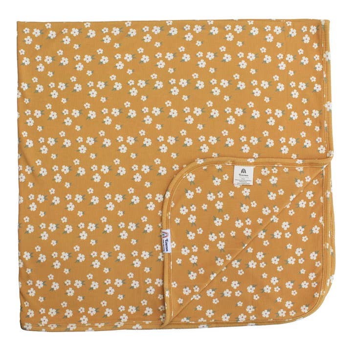 Ribbed Luxury Bamboo Swaddle Blanket - Golden Blooms