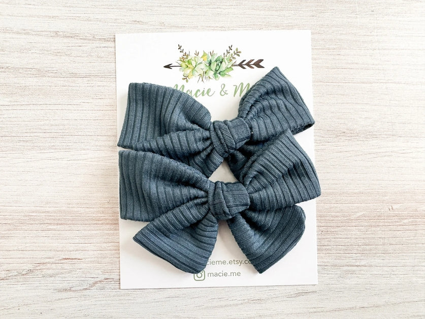 Ribbed Schoolgirl Bow Headbands