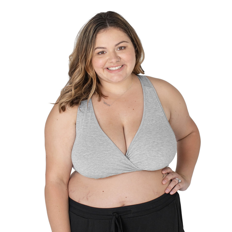 French Terry Racerback Nursing & Maternity Sleep Bra - Grey Heather