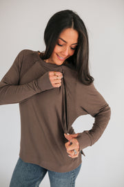 Free Flowing Lightweight Nursing Top - Cocoa