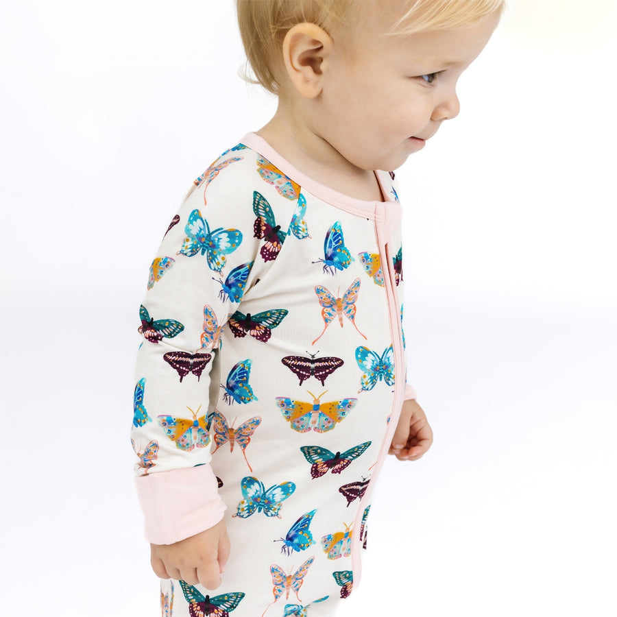 Bamboo Convertible Baby Pajamas - Wings of Paradise Butterflies