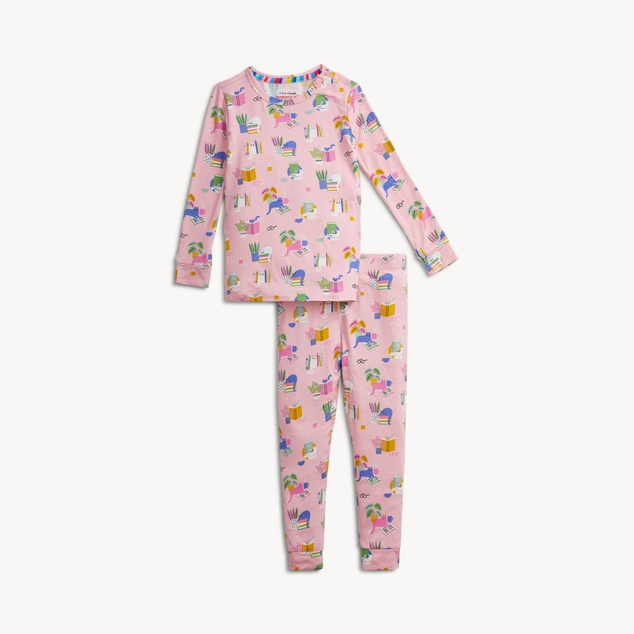 Modal Magnetic Long Sleeve Toddler Pajamas - Cat Litterati