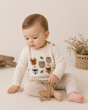 Woodland Animals Knit Baby Pullover Sweater