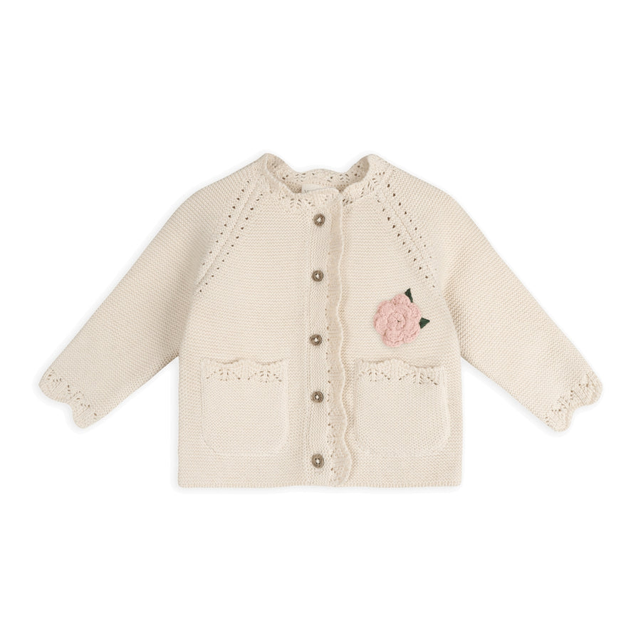 Anna Crochet Flower Knit Baby Cardigan