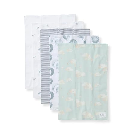 Organic Baby Burp Cloths - Set of 5 (Hello Moon)