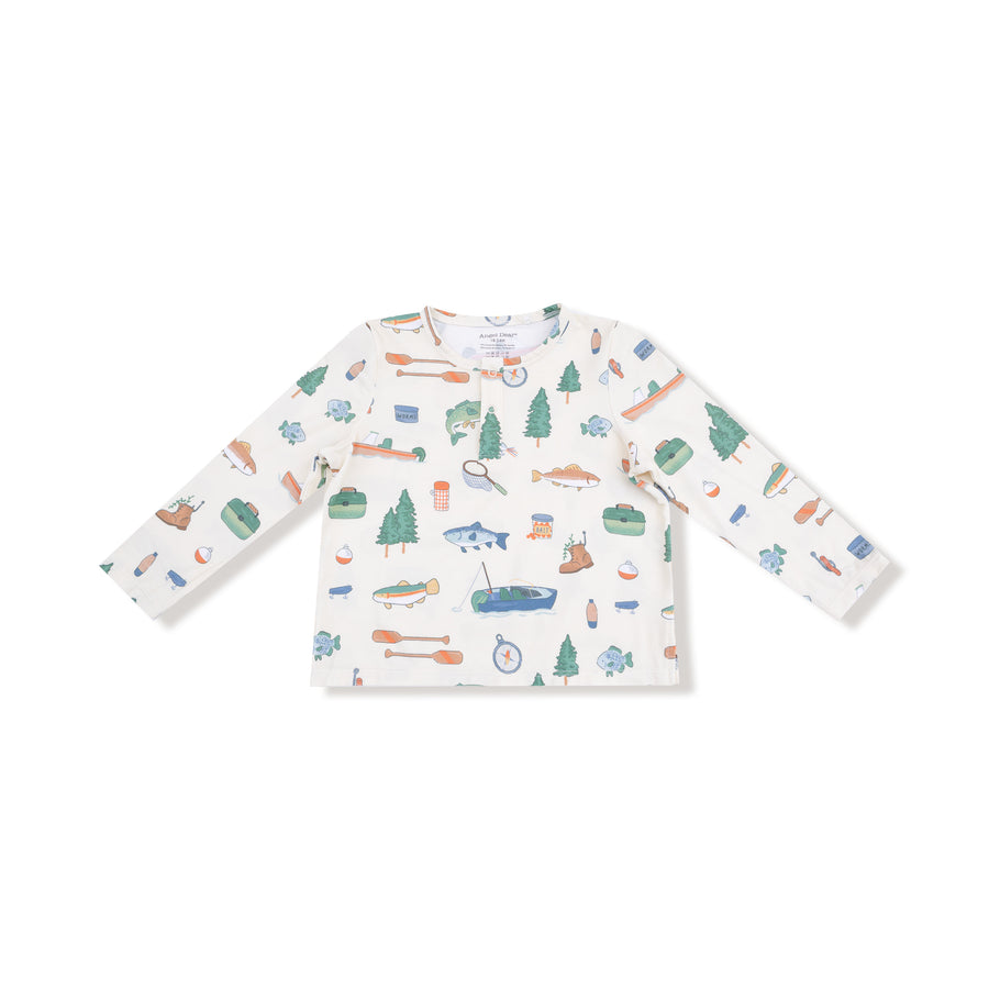 Long Sleeve Henley with Waffle Jogger - Fishing Things