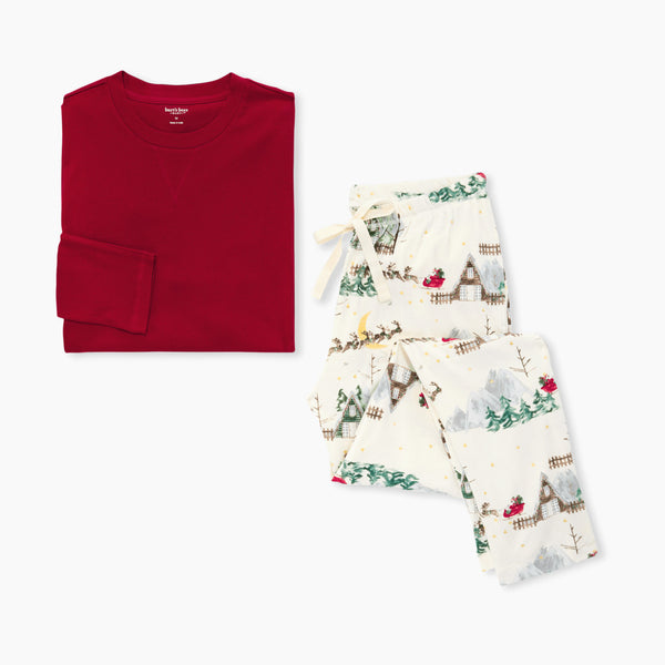 Men's Ribbed Tee & Lounge Pant Set - Santa's Sleigh