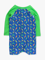 Neon Surfs Up Surfboard Long Sleeve Sunsuit