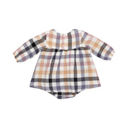 Long Sleeved Smocked Ruffle Bubble With Skirt - Harvest Plaid
