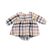 Long Sleeved Smocked Ruffle Bubble With Skirt - Harvest Plaid