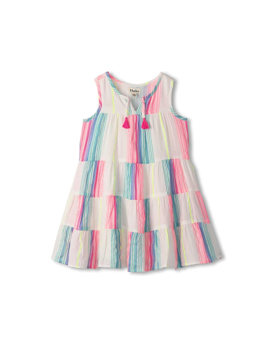 Neon Stripes Tiered Dress