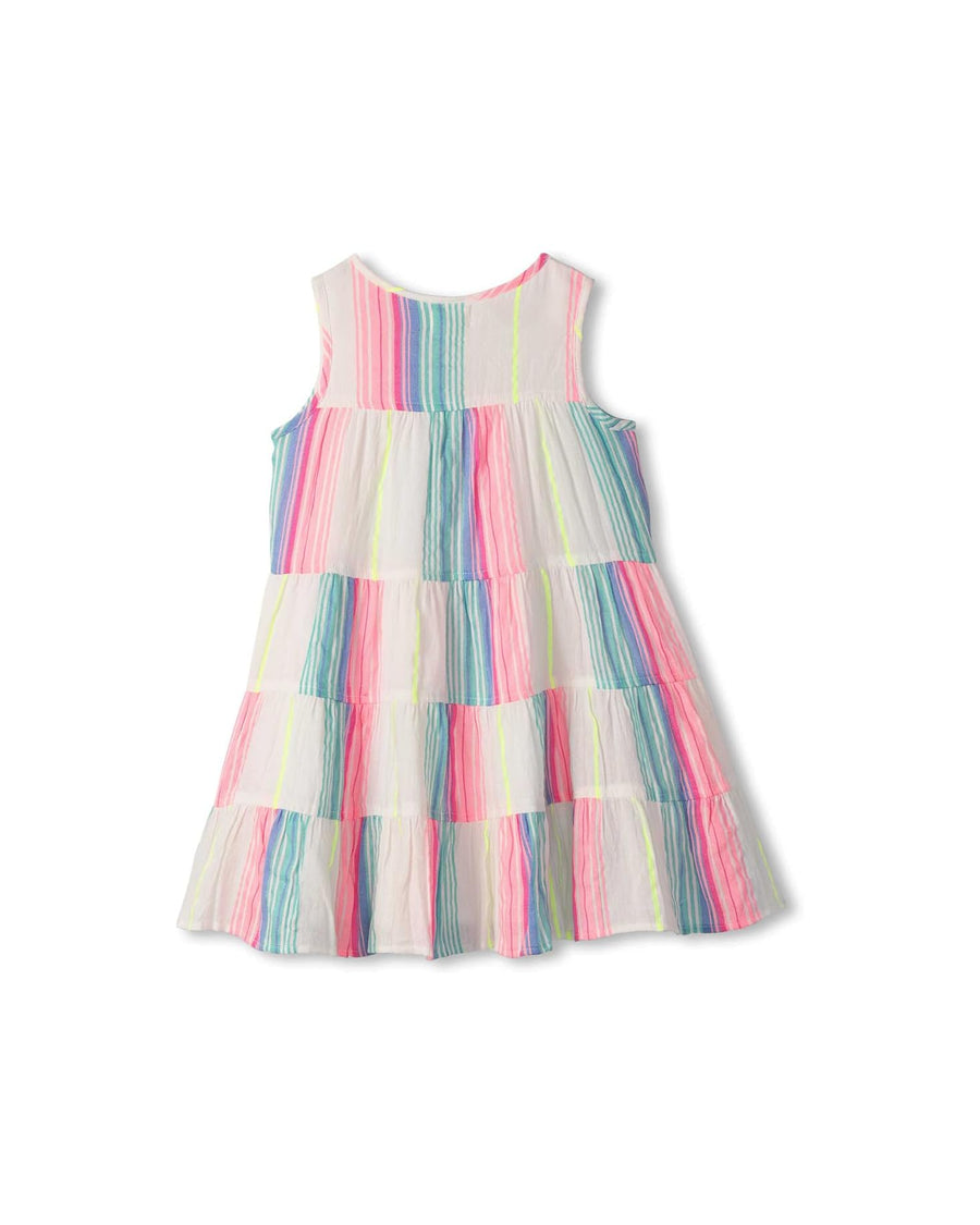 Neon Stripes Tiered Dress