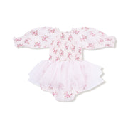 Long Sleeve Smocked Bubble with Tutu - Belle Rosette Dot