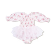 Long Sleeve Smocked Bubble with Tutu - Belle Rosette Dot