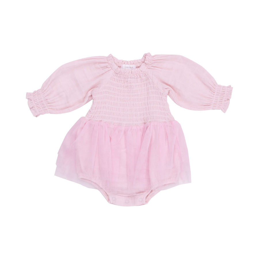 Long Sleeve Smocked Tutu Bubble - Ballet Pink