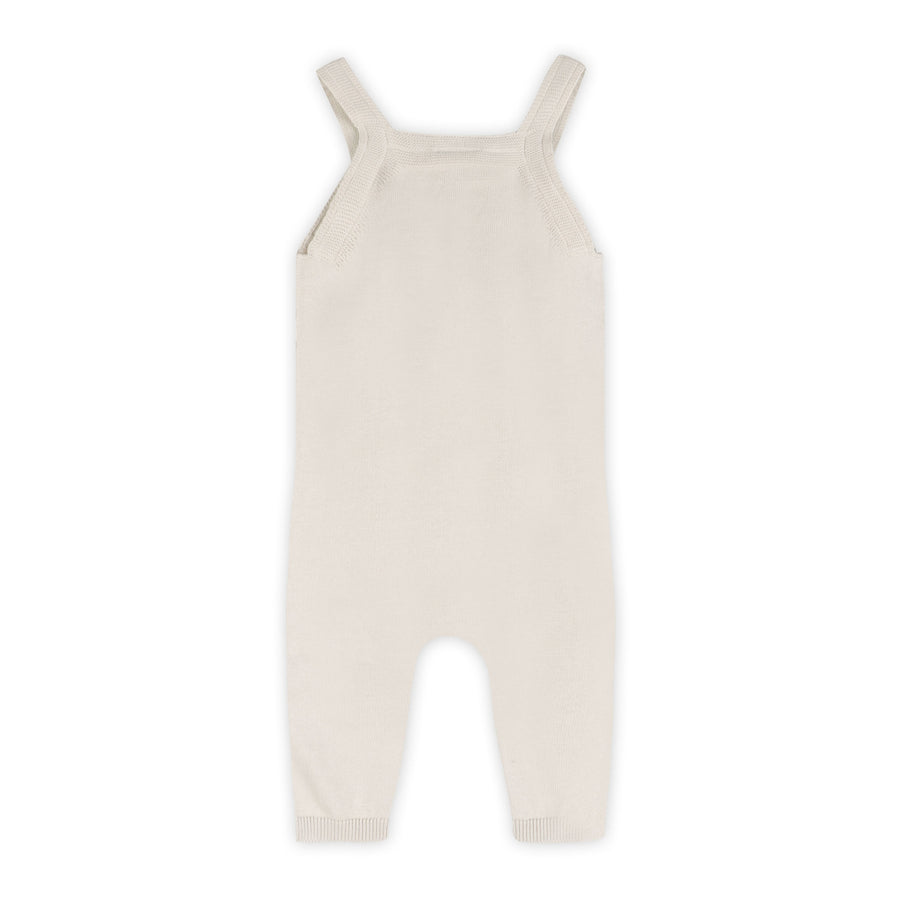 Bear Fair Isle Knit Baby Overall & Bodysuit Set - Stone