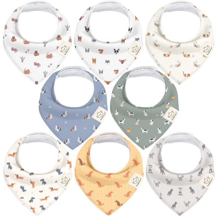 8 Pack Organic Cotton Bandana Bibs - Pets & Paws