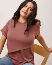 Assymetrical Nursing T-Shirt - Redwood