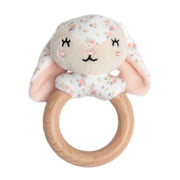 Floral Bunny Wooden and Plush Teether
